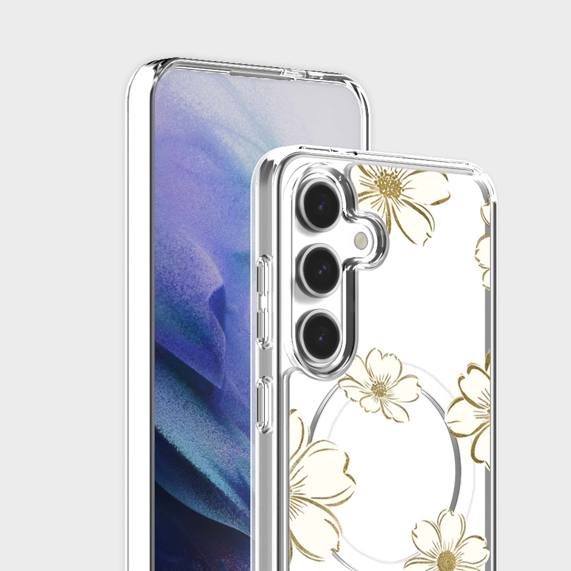 Samsung Galaxy S25 Gold Pattern Clear Case