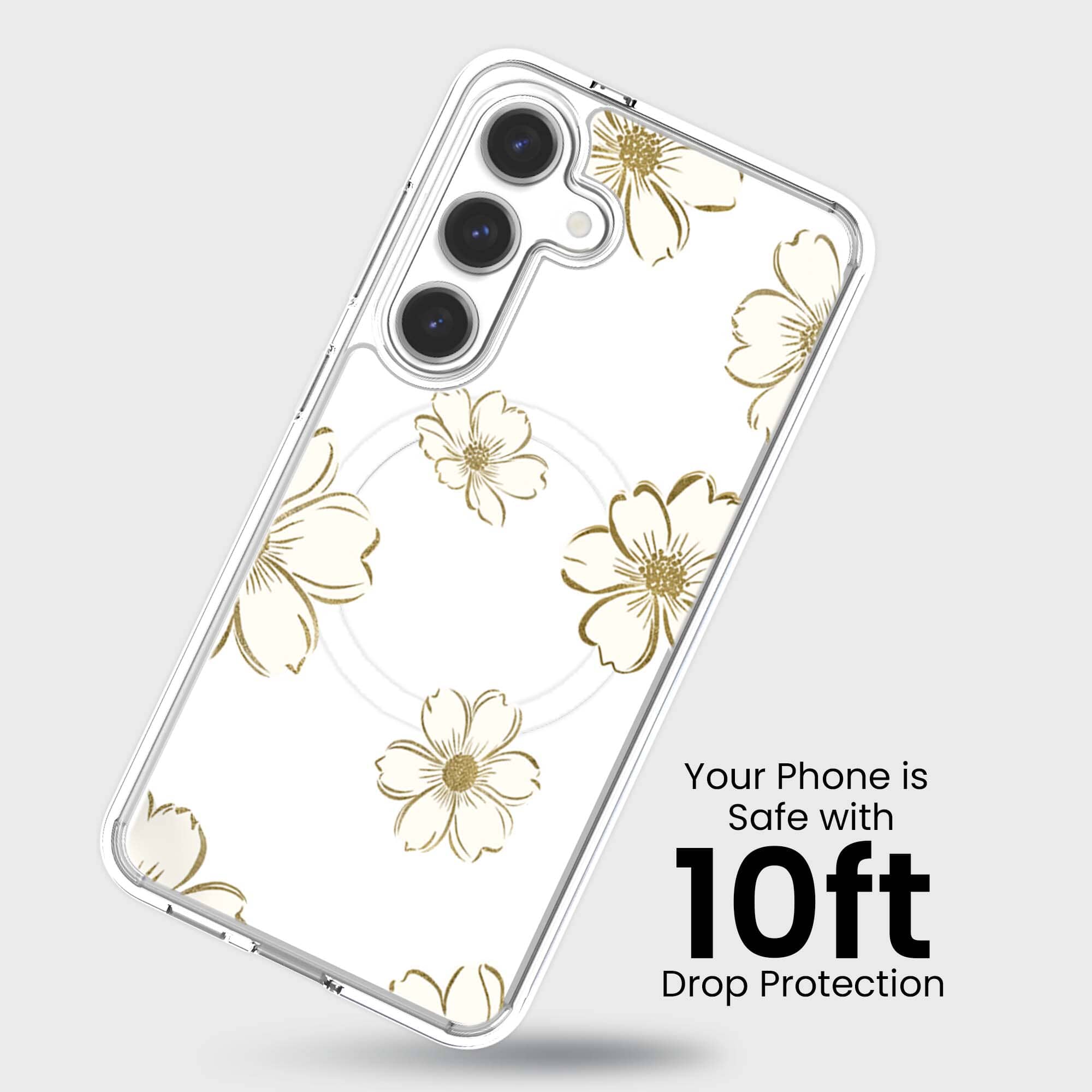 Samsung Galaxy S25 Gold Pattern Clear Case