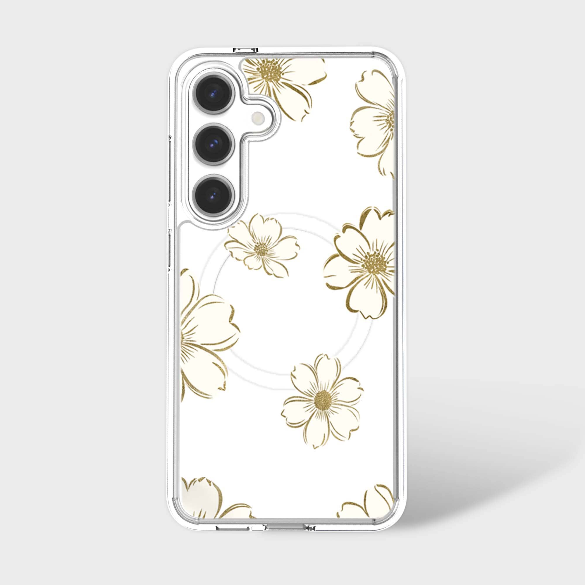 Samsung Galaxy S25 Gold Pattern Clear Case