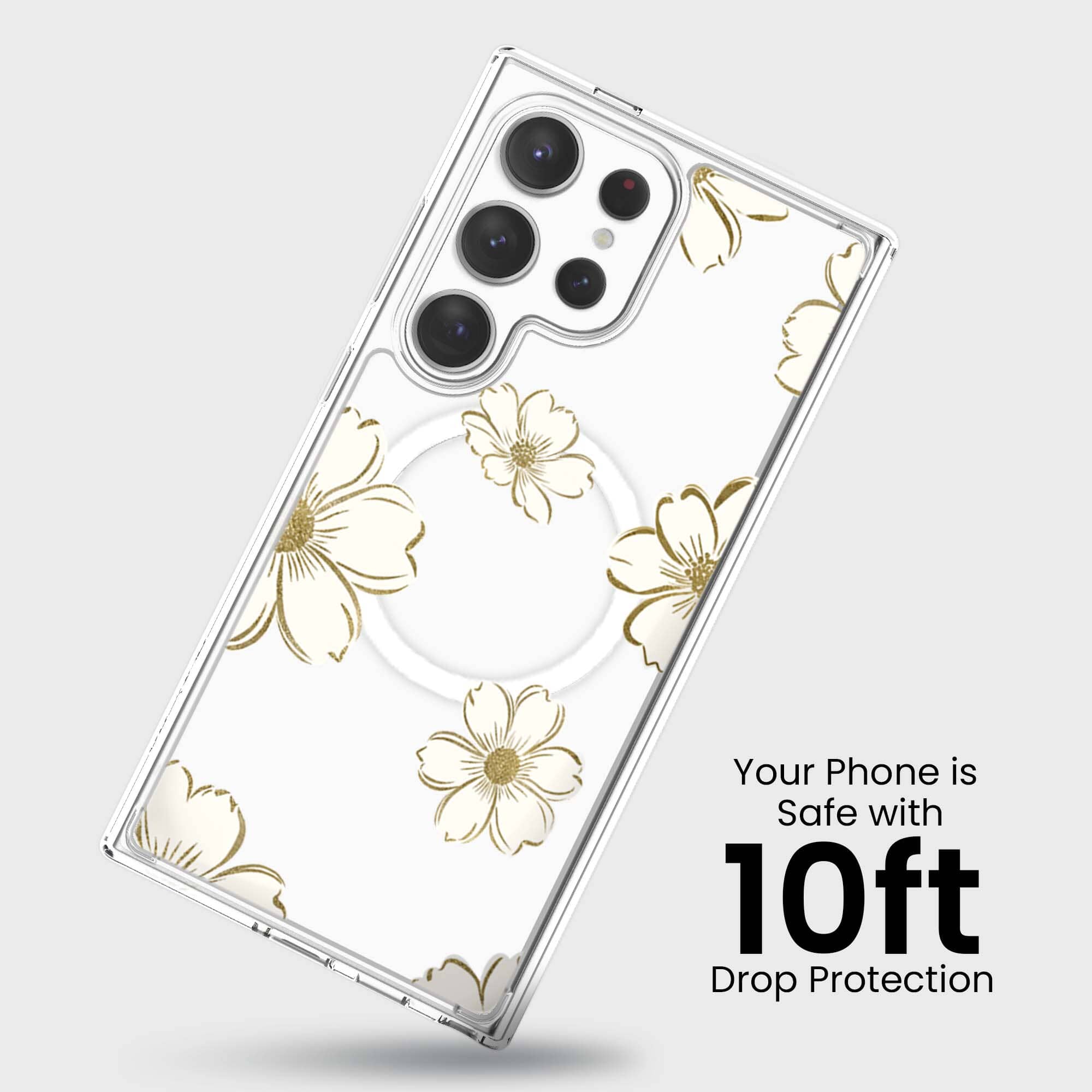 Samsung Galaxy S25 Ultra Gold Pattern Clear Case