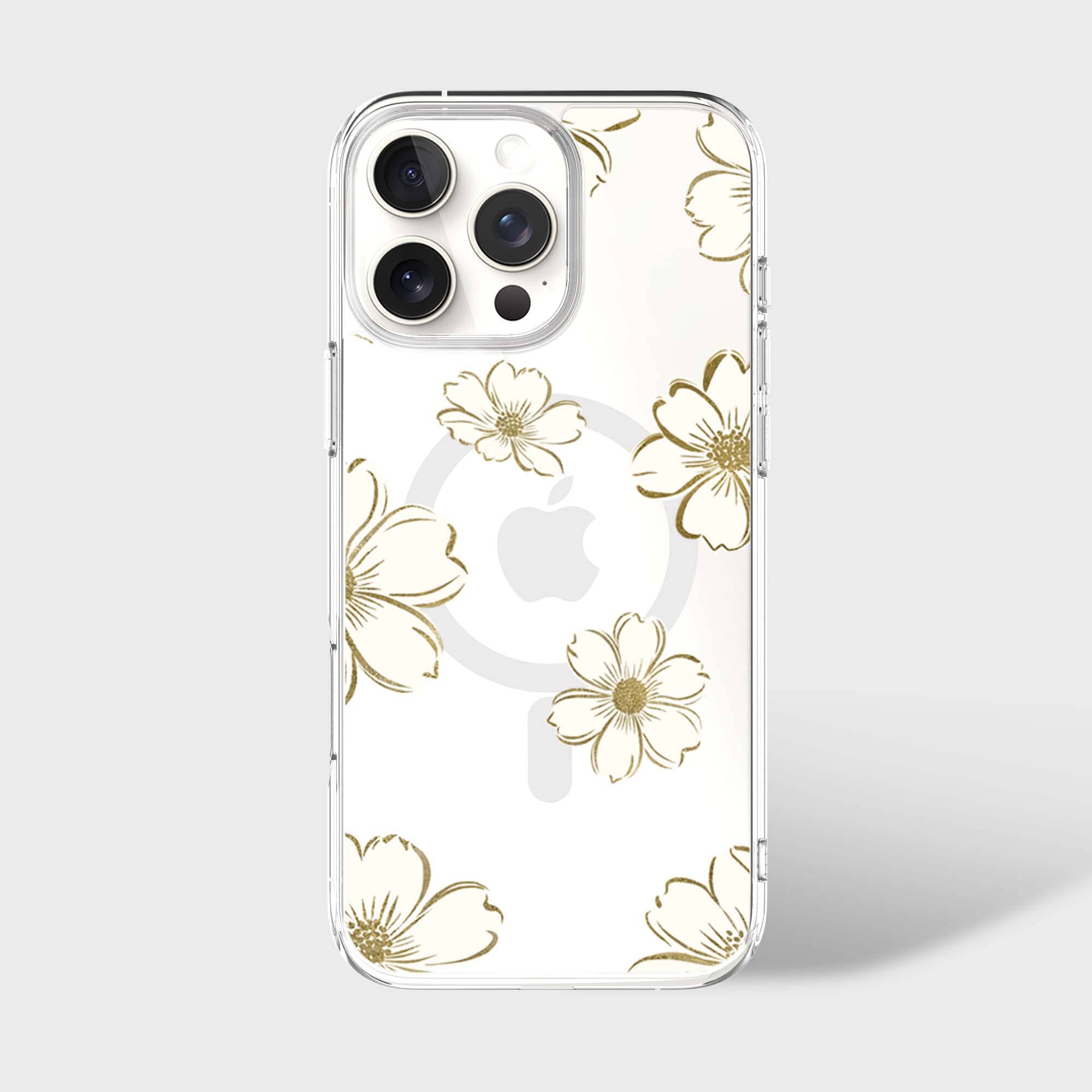 MagSafe iPhone 16 Pro Gold Pattern Clear Case