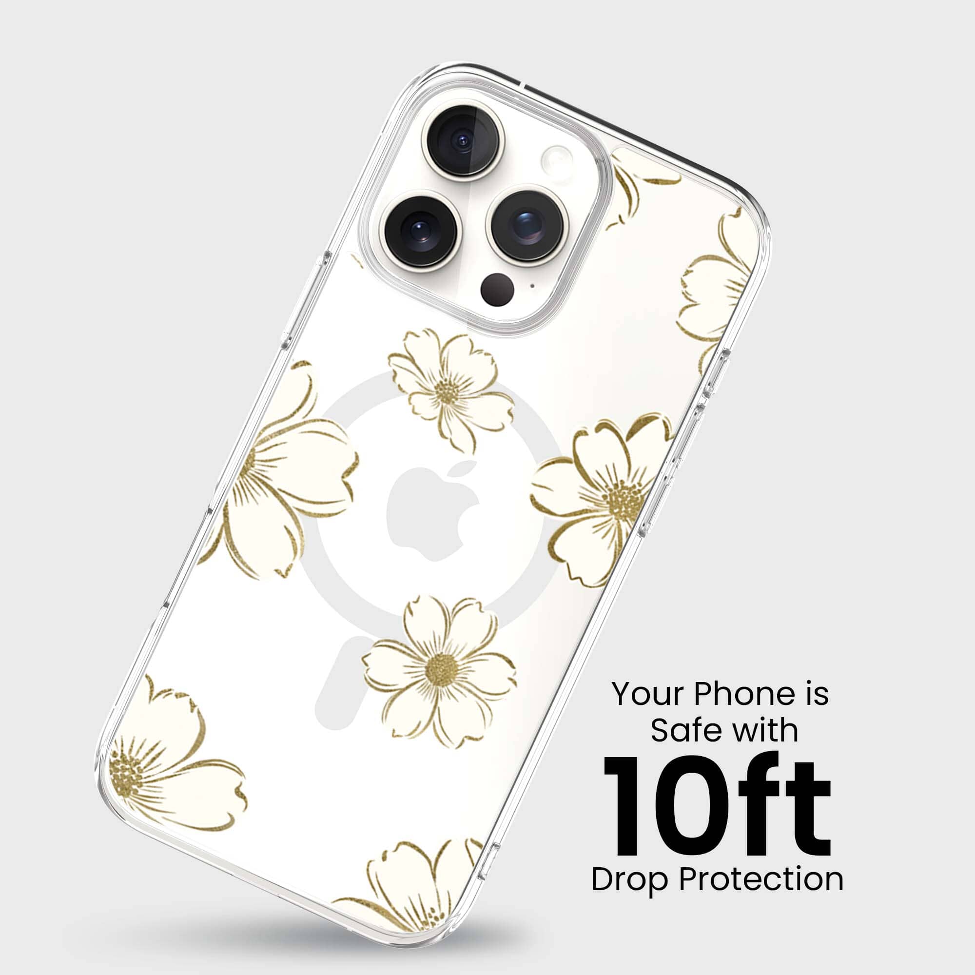 MagSafe iPhone 16 Pro Max Gold Pattern Clear Case