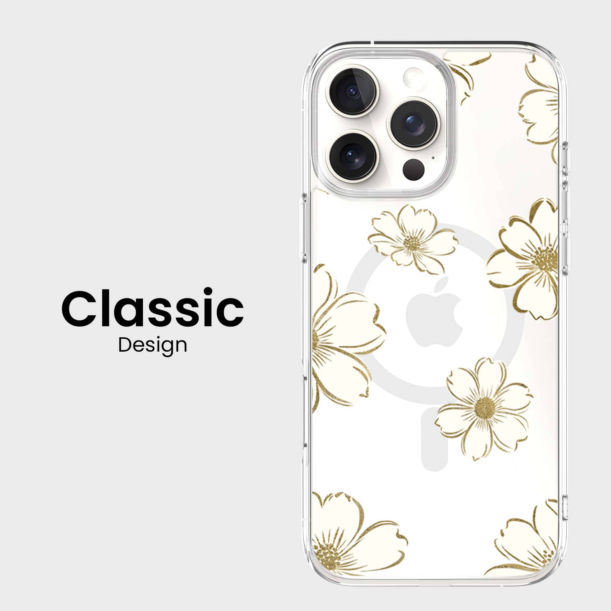 MagSafe iPhone 16 Pro Max Gold Pattern Clear Case