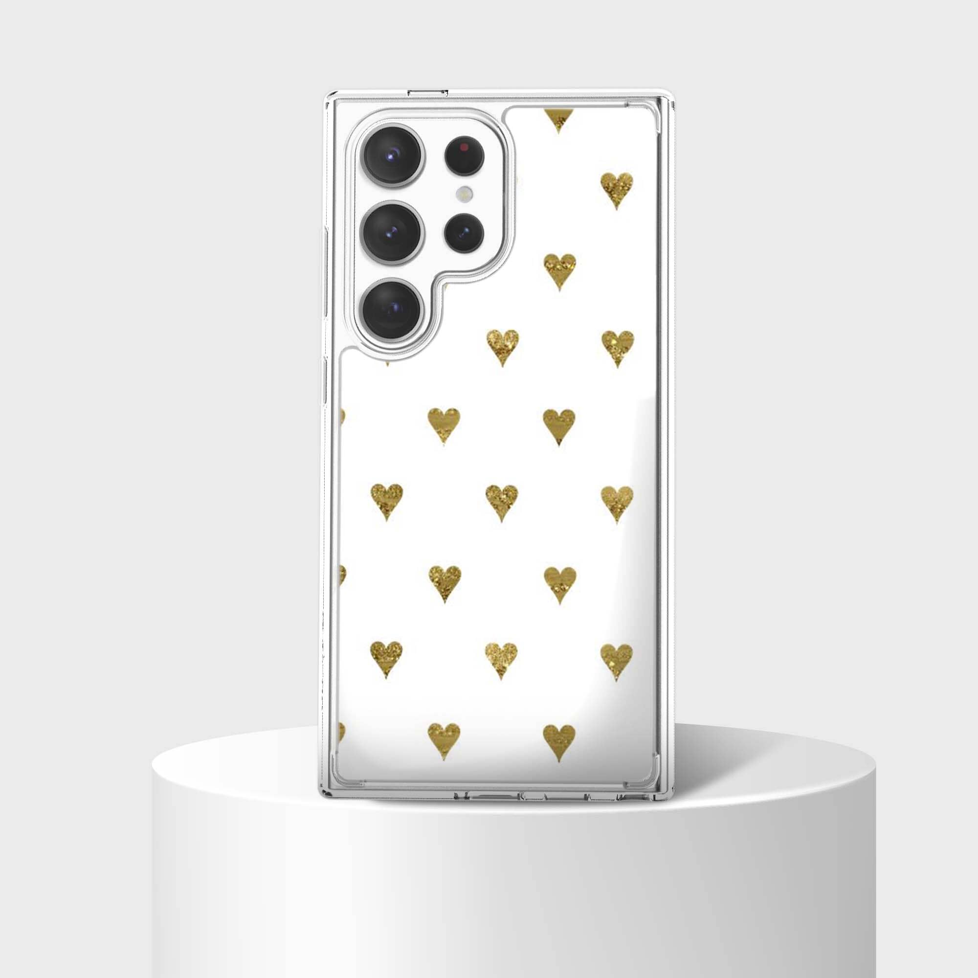 Samsung Galaxy S25 Ultra Gold Hearts Clear Case