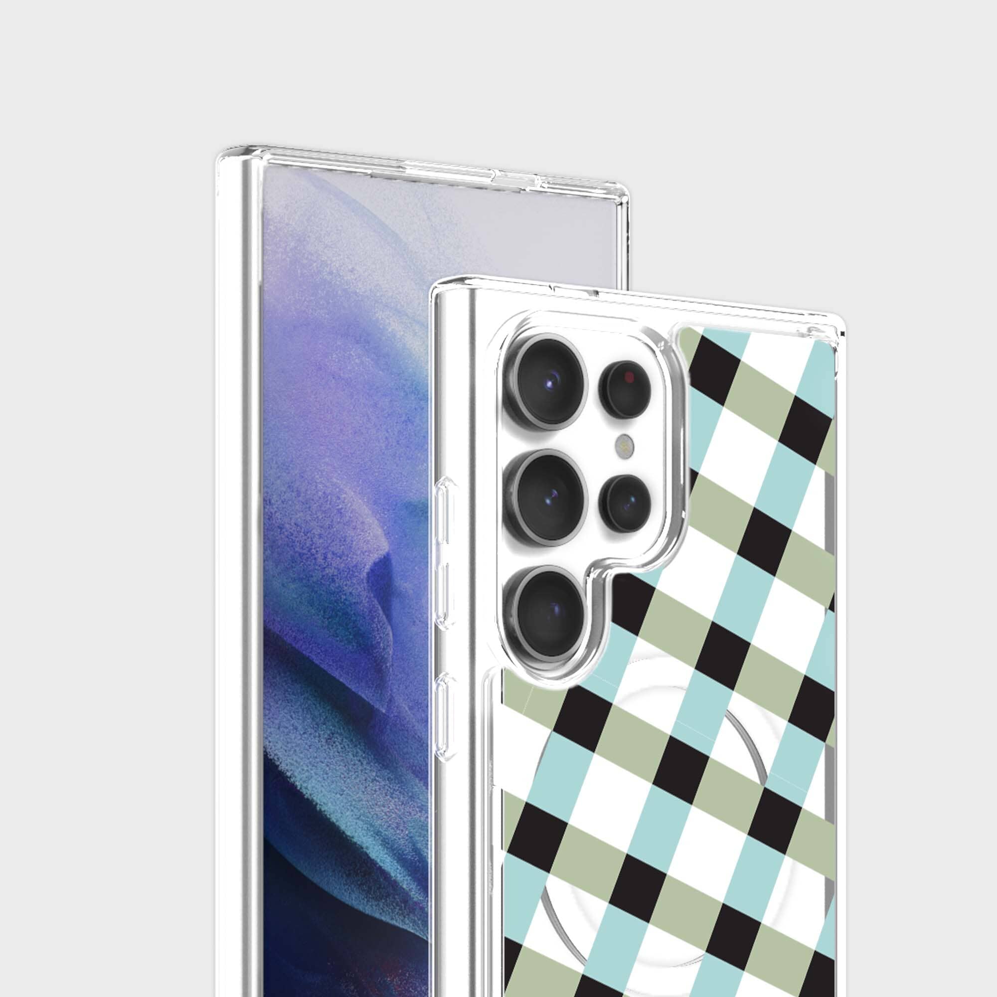 Samsung Galaxy S24 Ultra Clear Case - Dark Lattice Design
