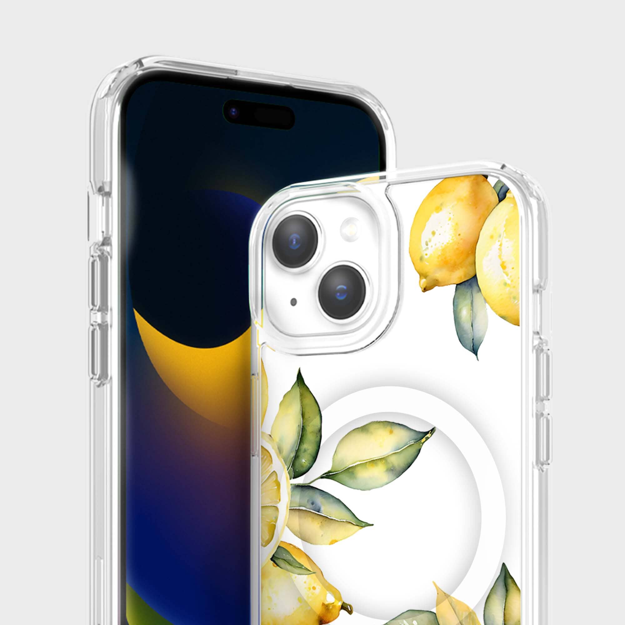 MagSafe iPhone 15 Lemons Clear Case