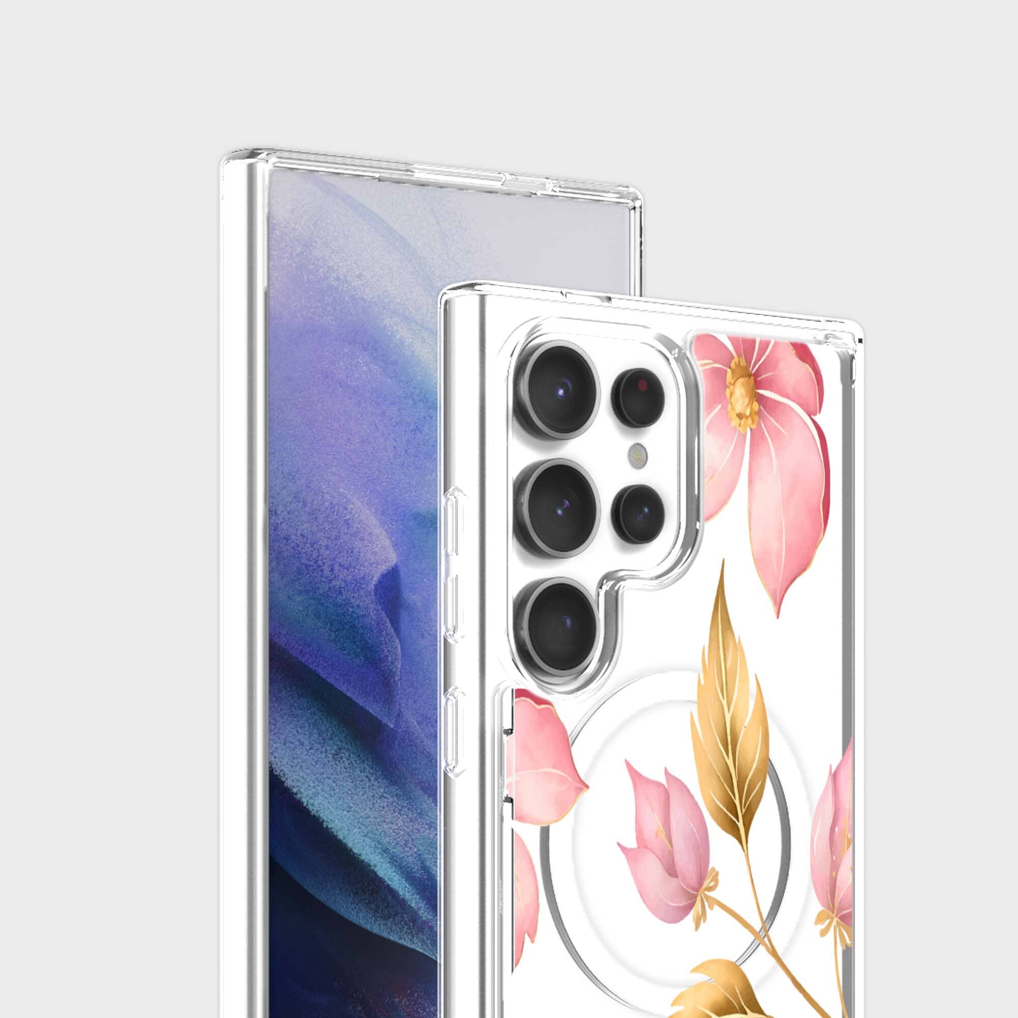 Samsung Galaxy S24 Ultra Pink Wildflower Clear Case