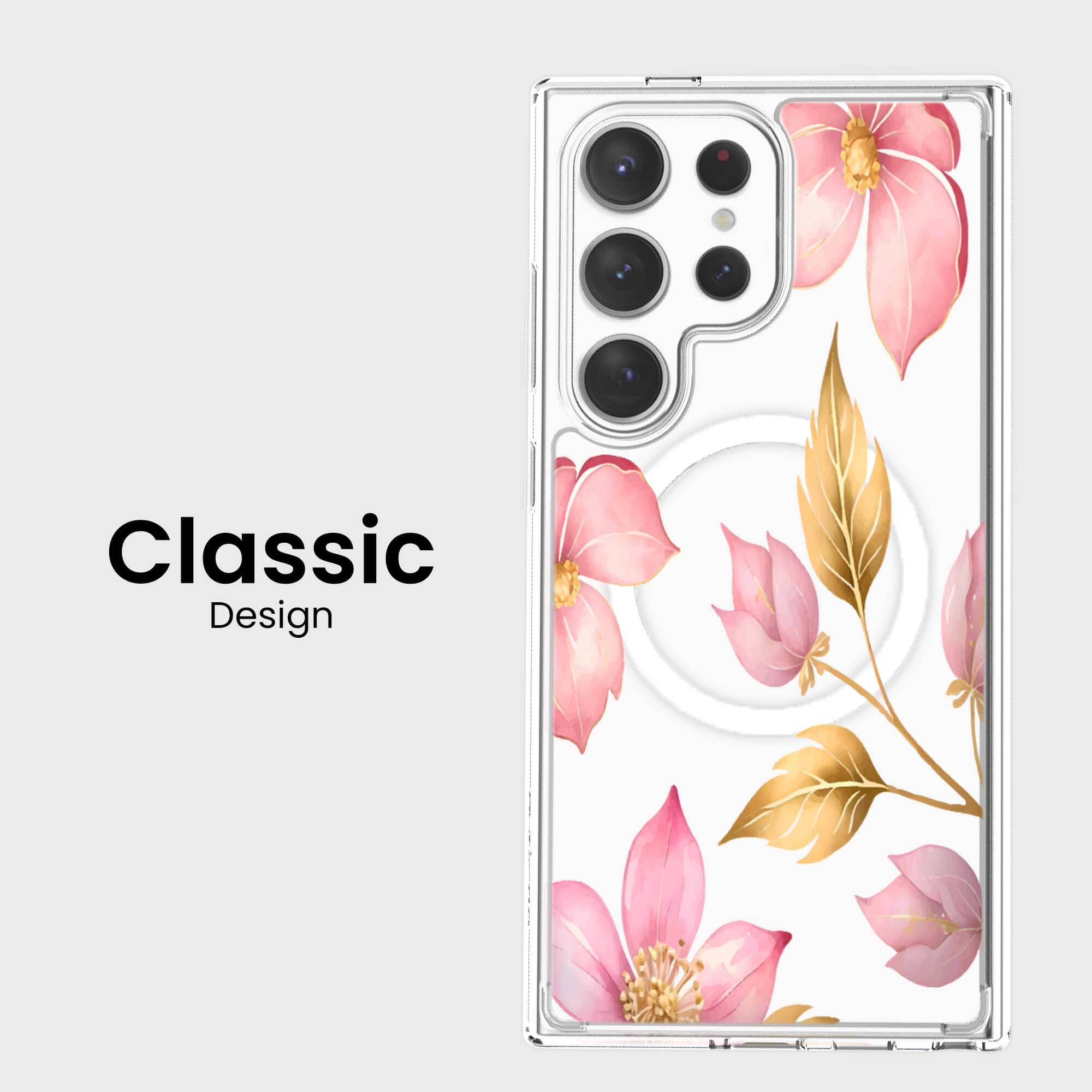 Samsung Galaxy S24 Ultra Pink Wildflower Clear Case