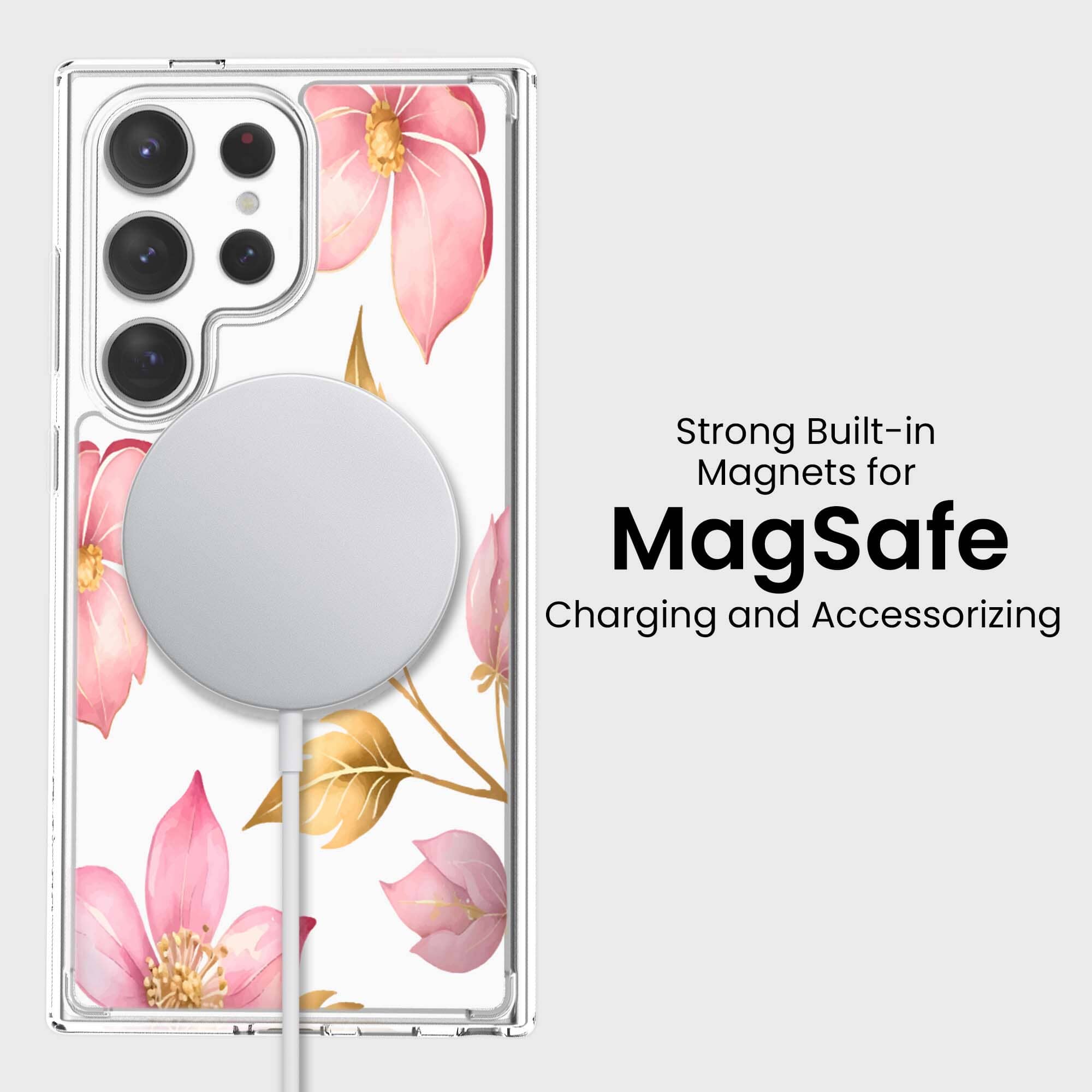 Samsung Galaxy S24 Ultra Pink Wildflower Clear Case