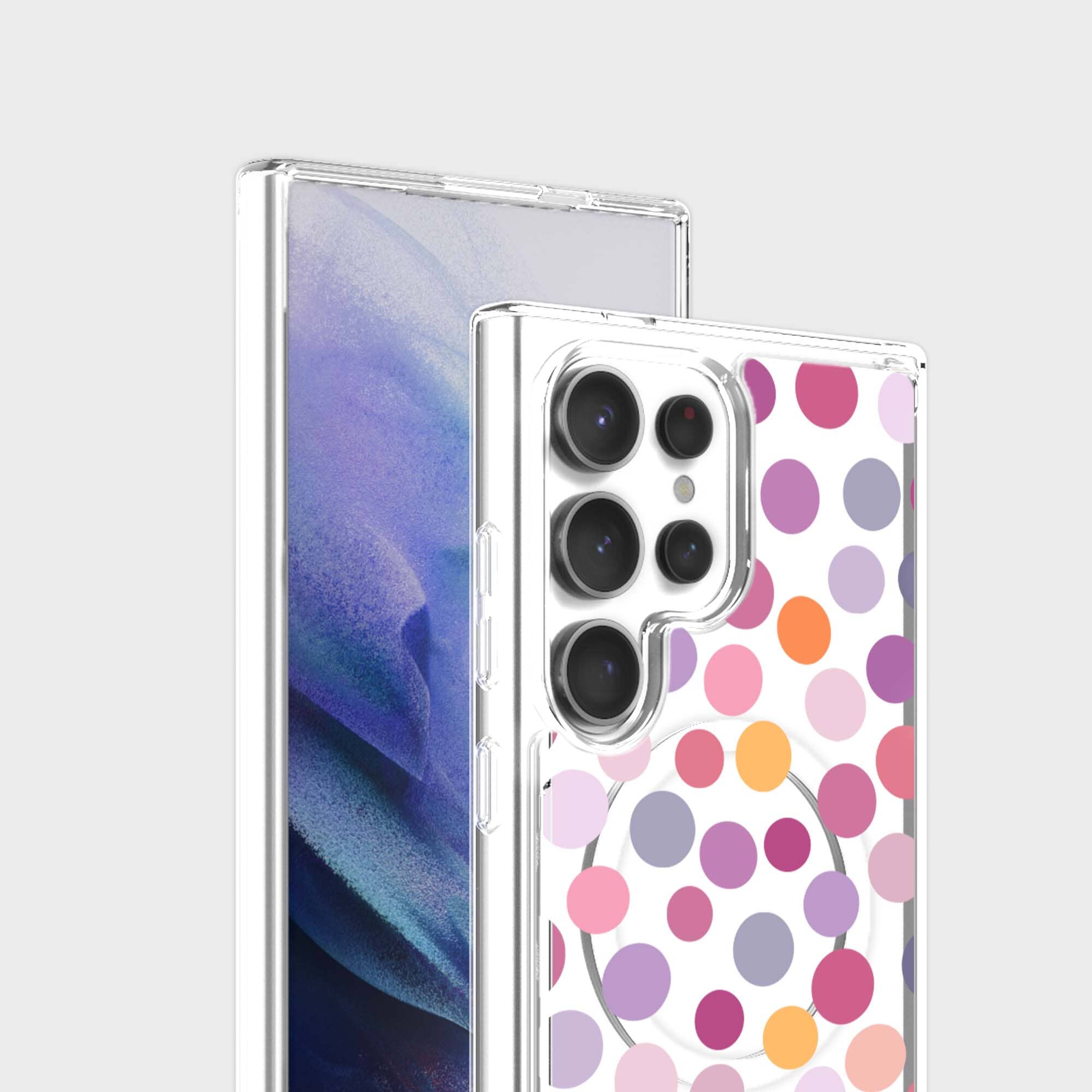 Samsung Galaxy S24 Ultra Purple Polka Dots Clear Case