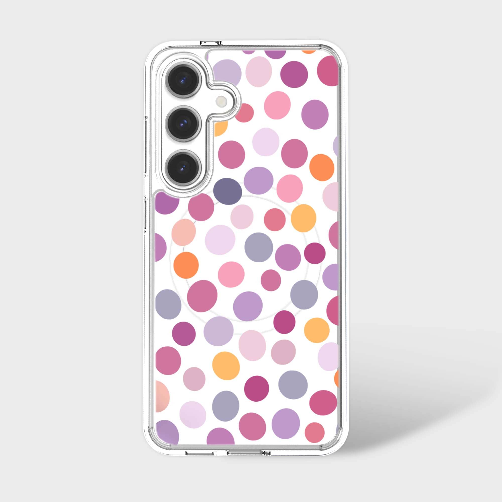 Samsung Galaxy S25 Purple Polka Dots Clear Case