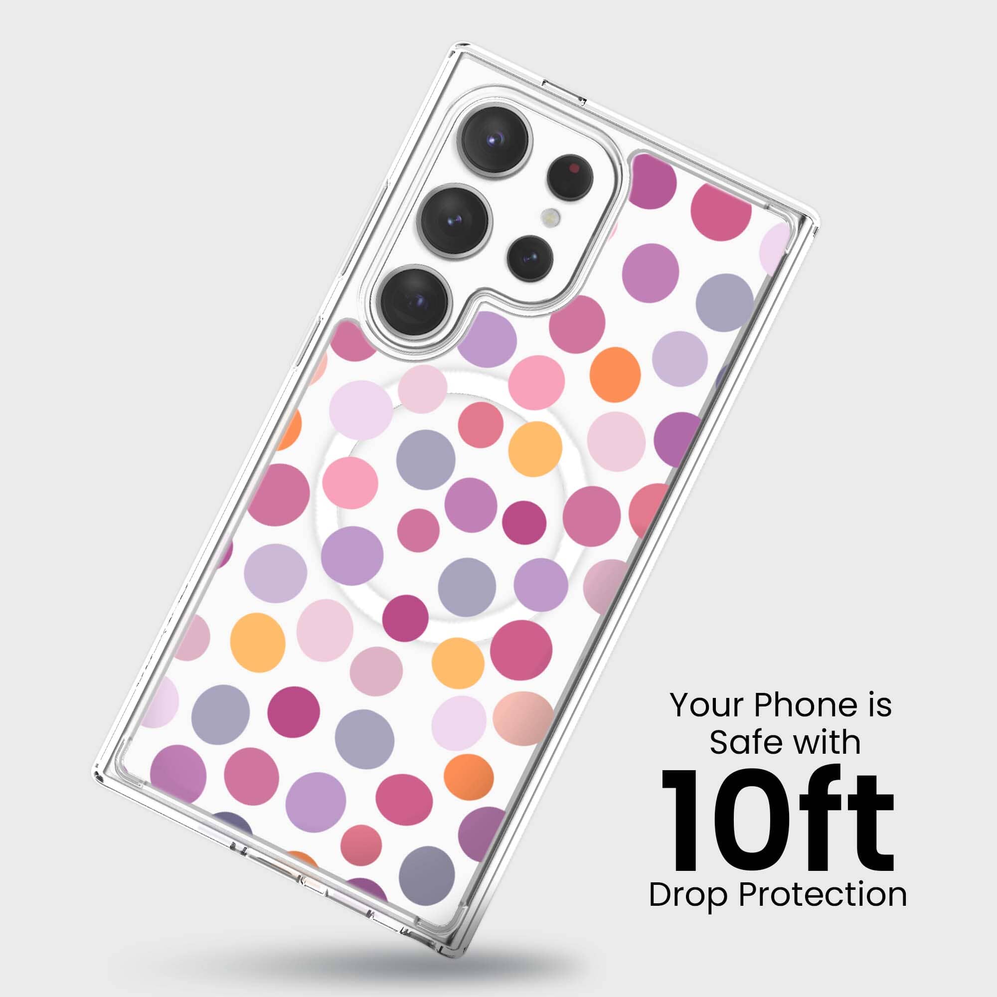 Samsung Galaxy S25 Ultra Purple Polka Dots Clear Case