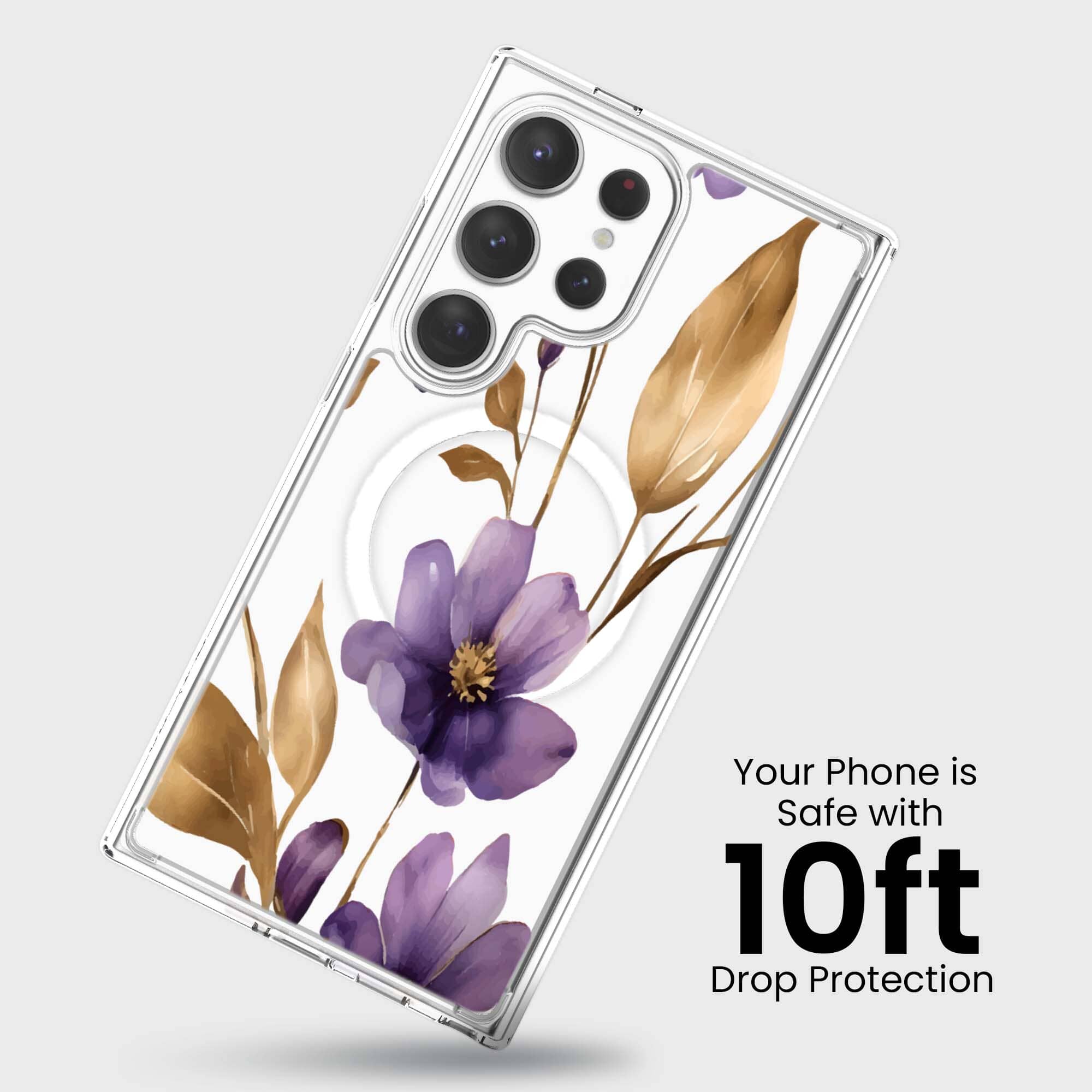 Samsung Galaxy S24 Ultra Clear Design Case - Purple Wildflower