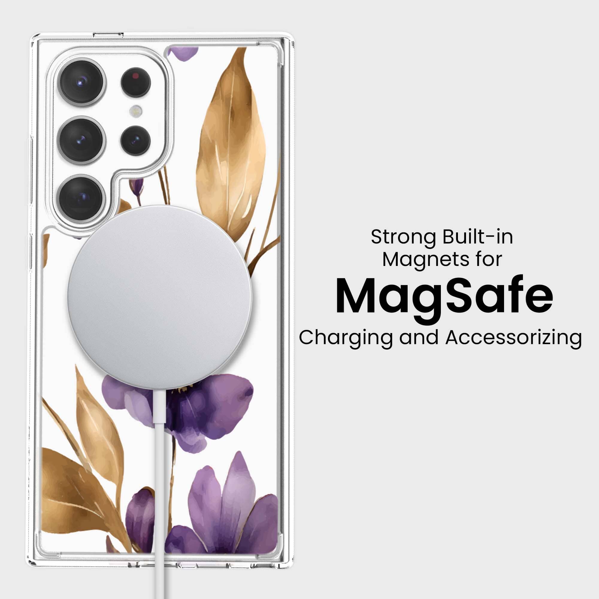 Samsung Galaxy S24 Ultra Clear Design Case - Purple Wildflower