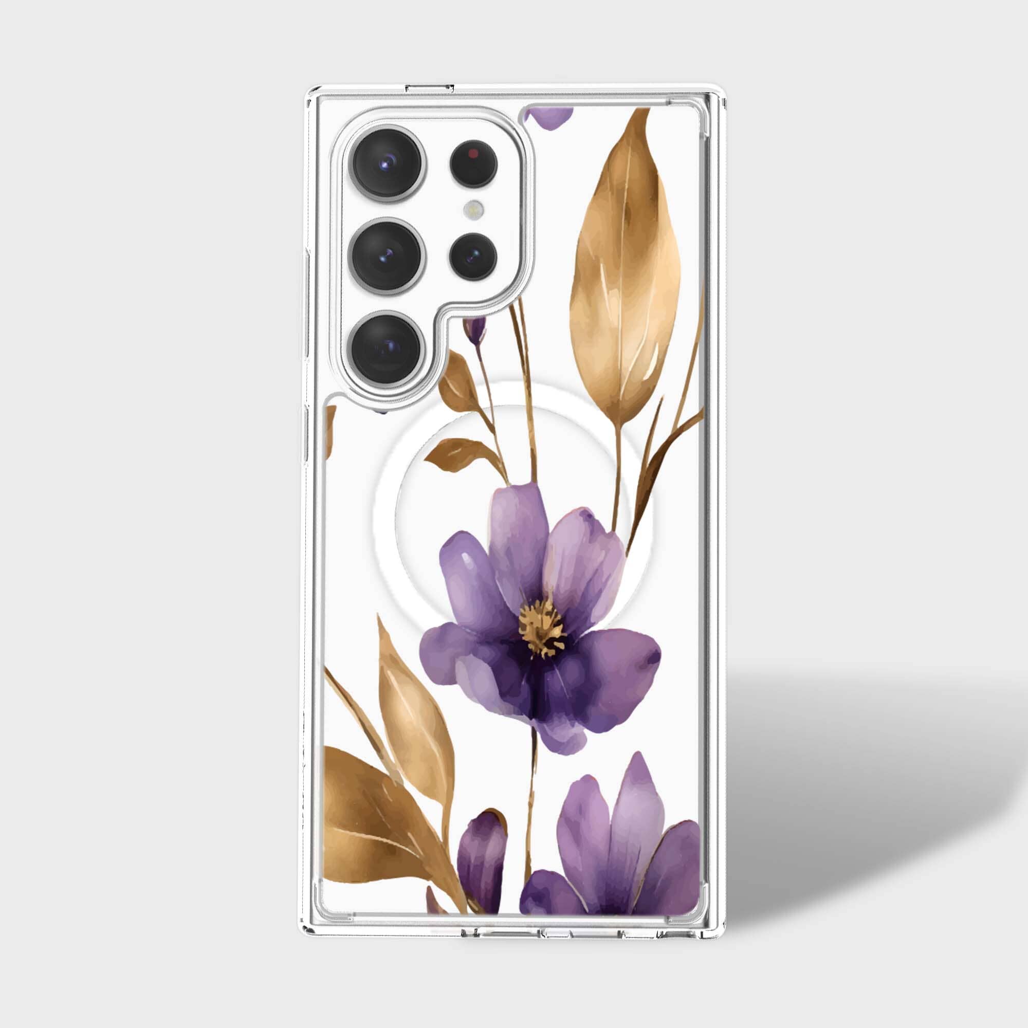 Samsung Galaxy S25 Ultra Clear Design Case - Purple Wildflower