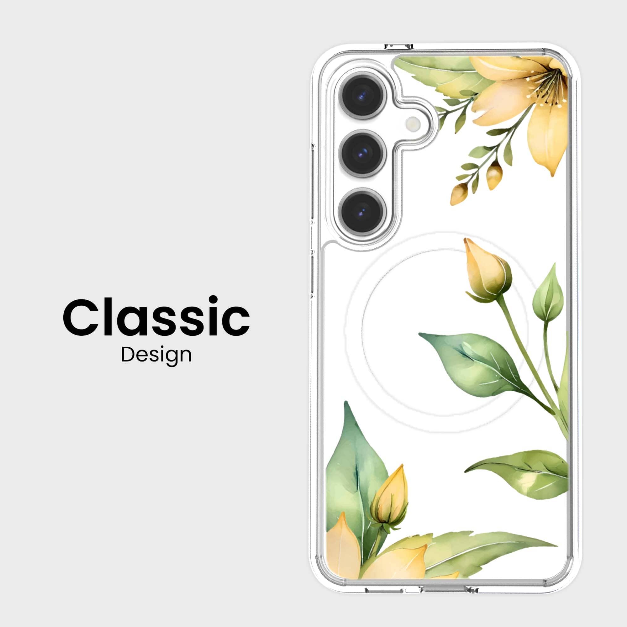Samsung Galaxy S25 Yellow Wildflower Clear Case