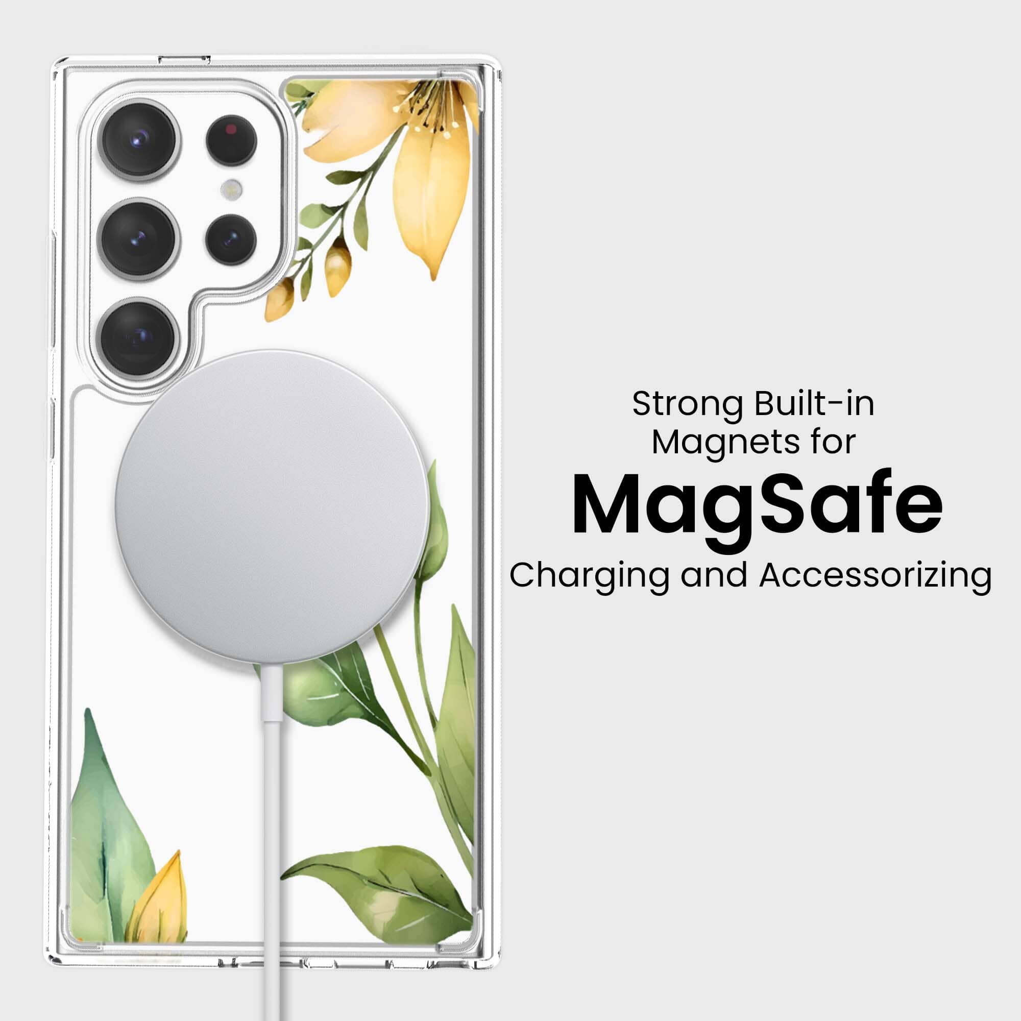 Samsung Galaxy S24 Ultra Yellow Wildflower Clear Case