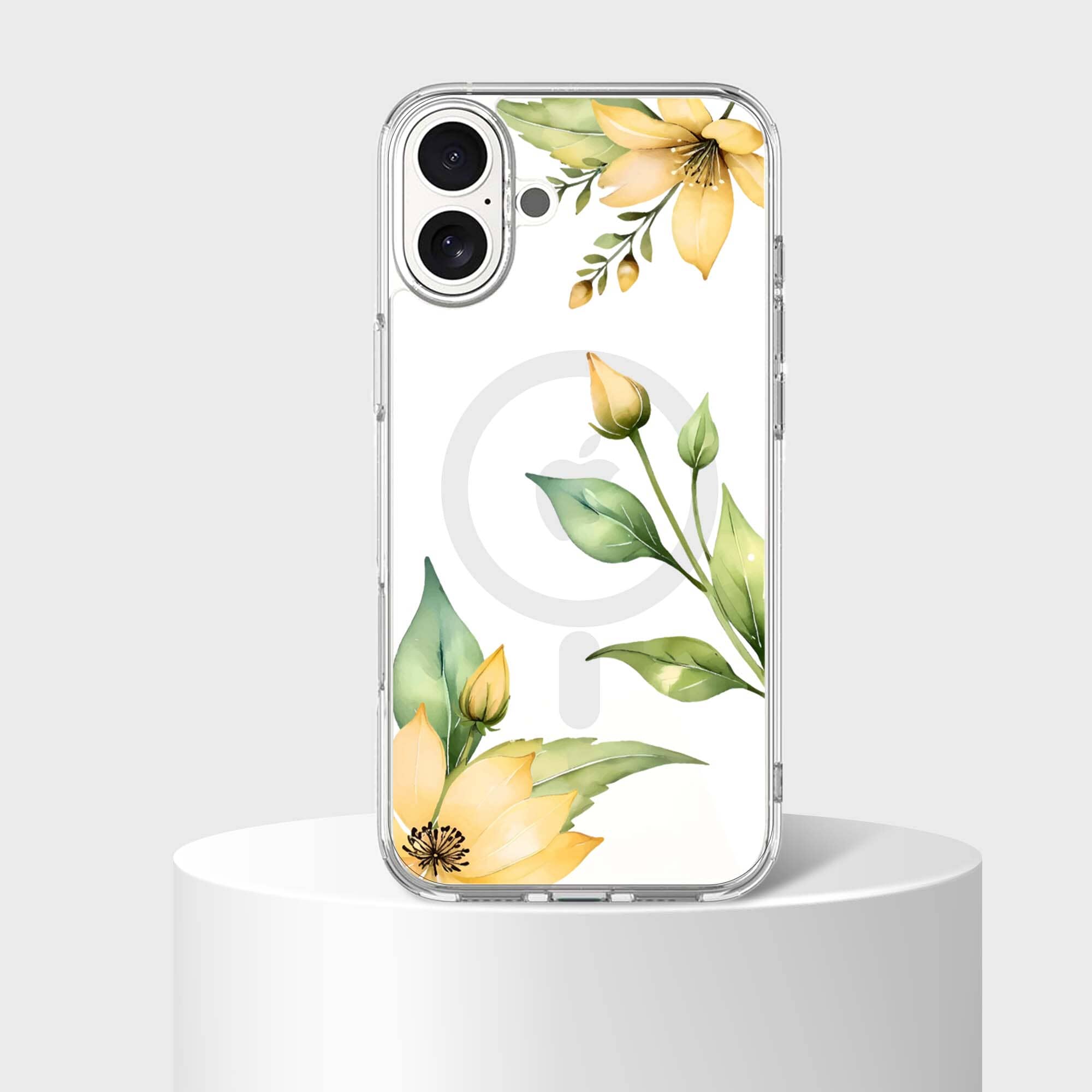 MagSafe iPhone 16 Yellow Wildflower Clear Case