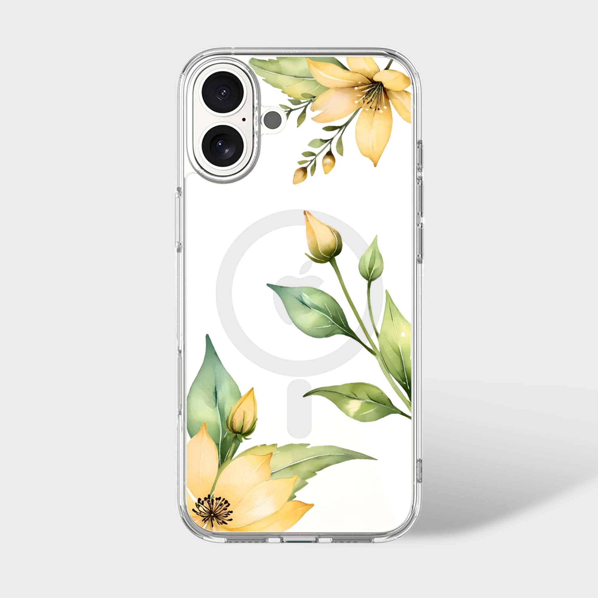 MagSafe iPhone 16 Yellow Wildflower Clear Case