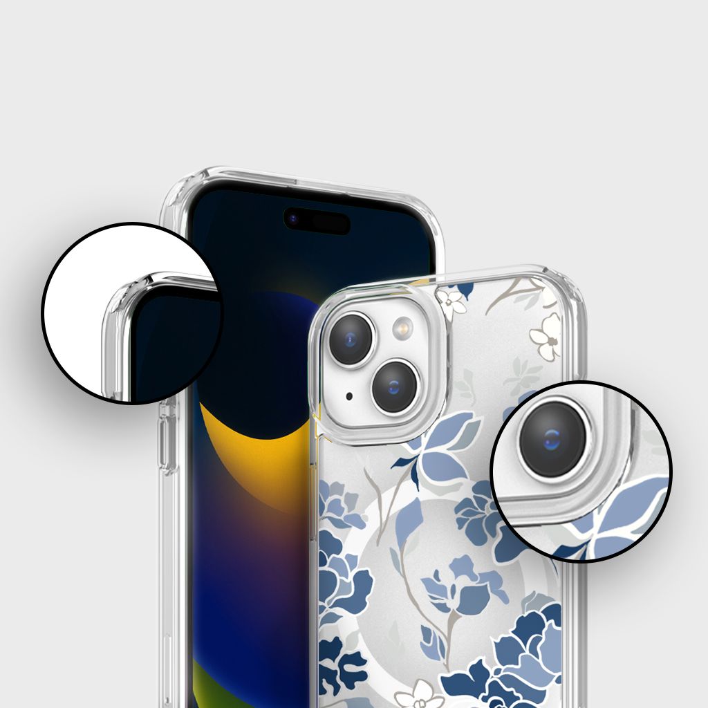 MagSafe iPhone 15 Blue Pattern Clear Case