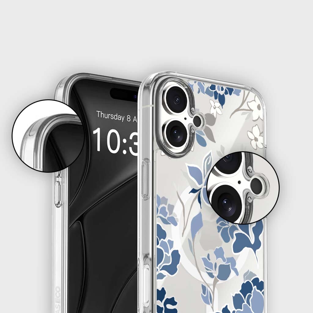 MagSafe iPhone 17 Blue Pattern Clear Case