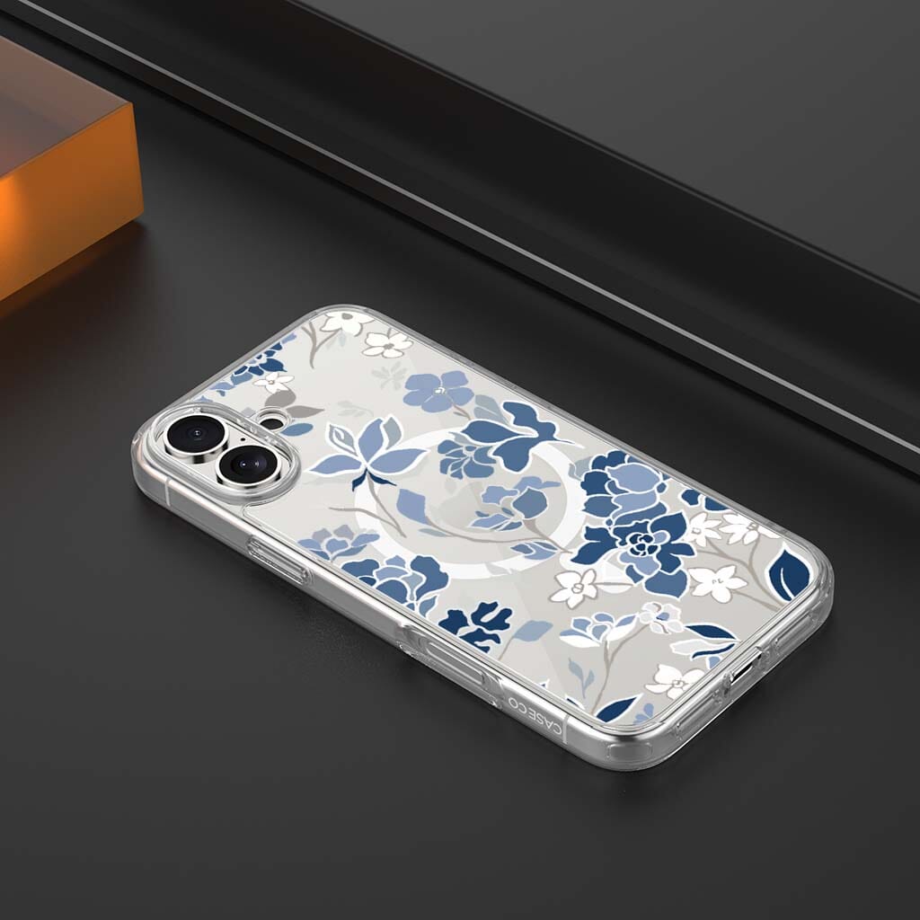 MagSafe iPhone 17 Blue Pattern Clear Case