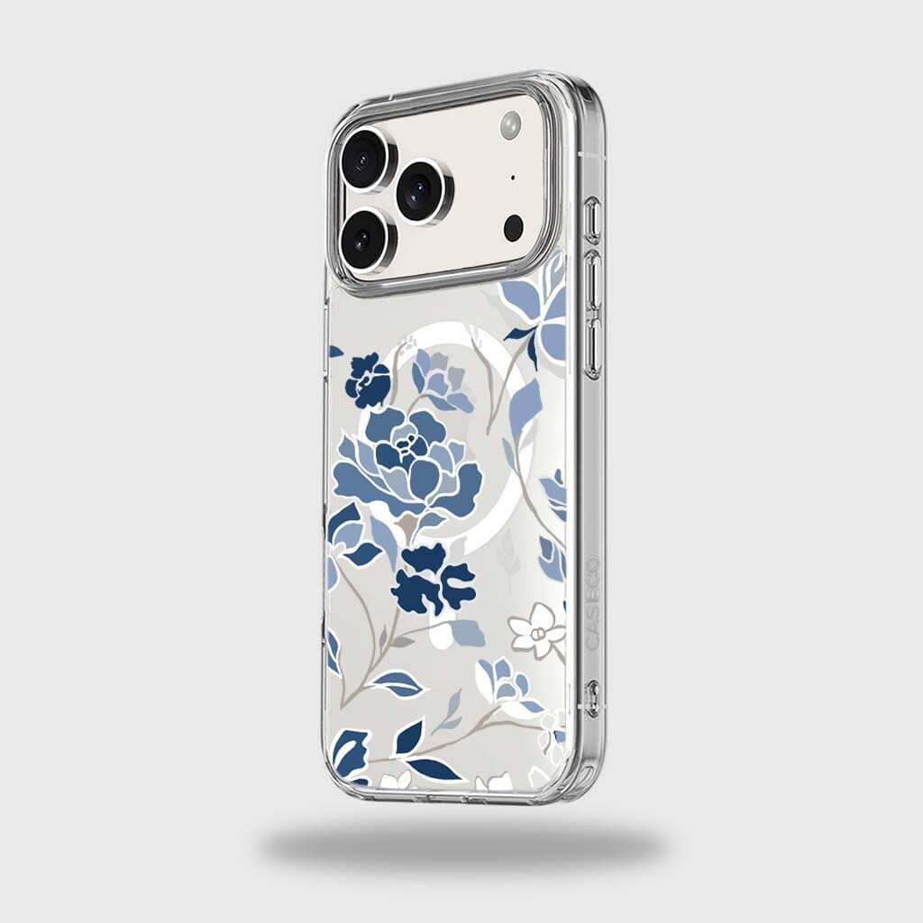 MagSafe iPhone 17 Pro Blue Pattern Clear Case