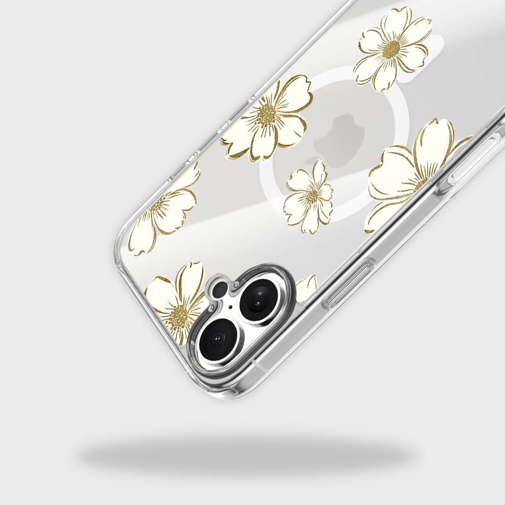 MagSafe iPhone 17 Gold Flower Clear Case