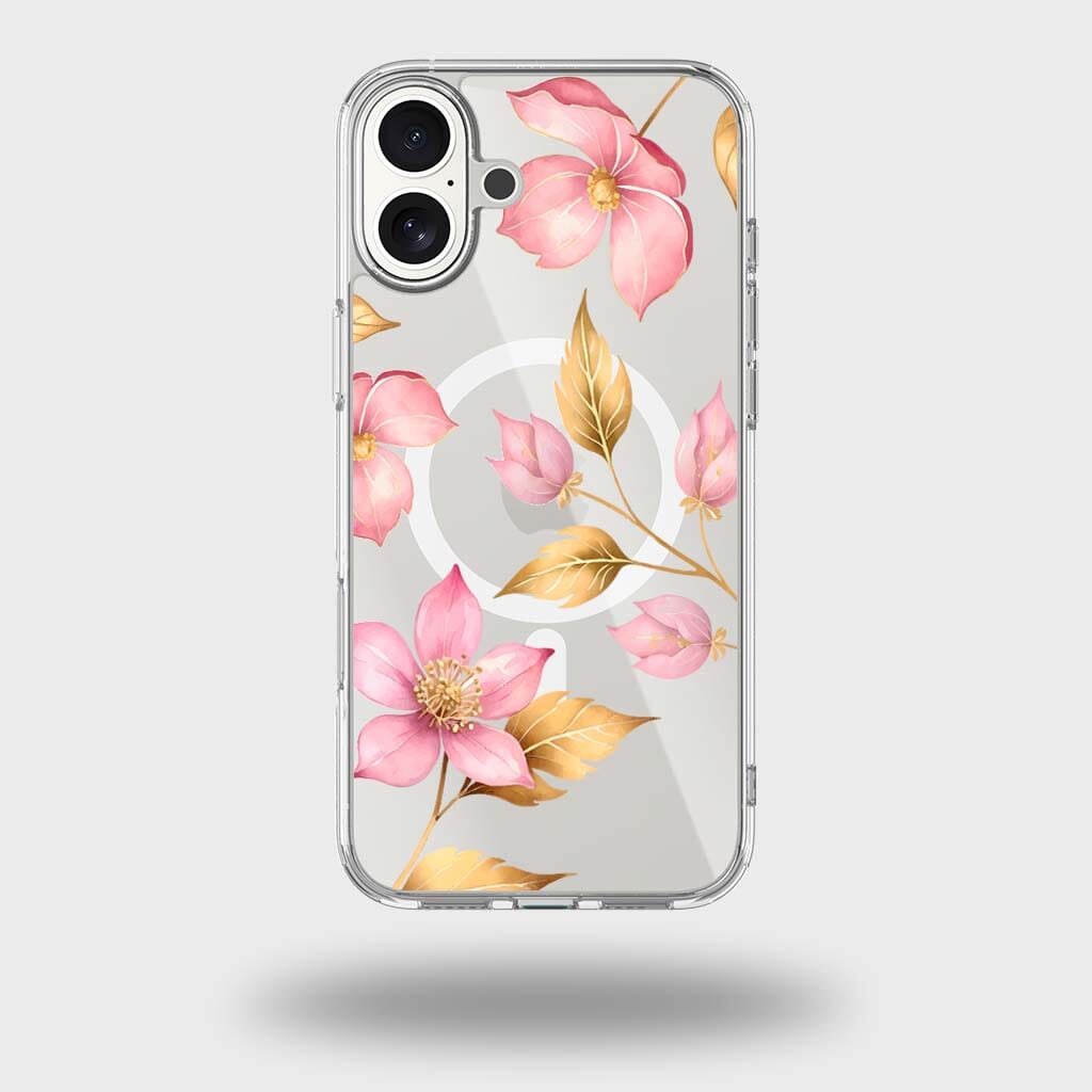 MagSafe iPhone 17 Pink Wildflower Clear Case