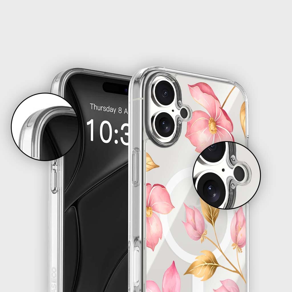 MagSafe iPhone 17 Pink Wildflower Clear Case