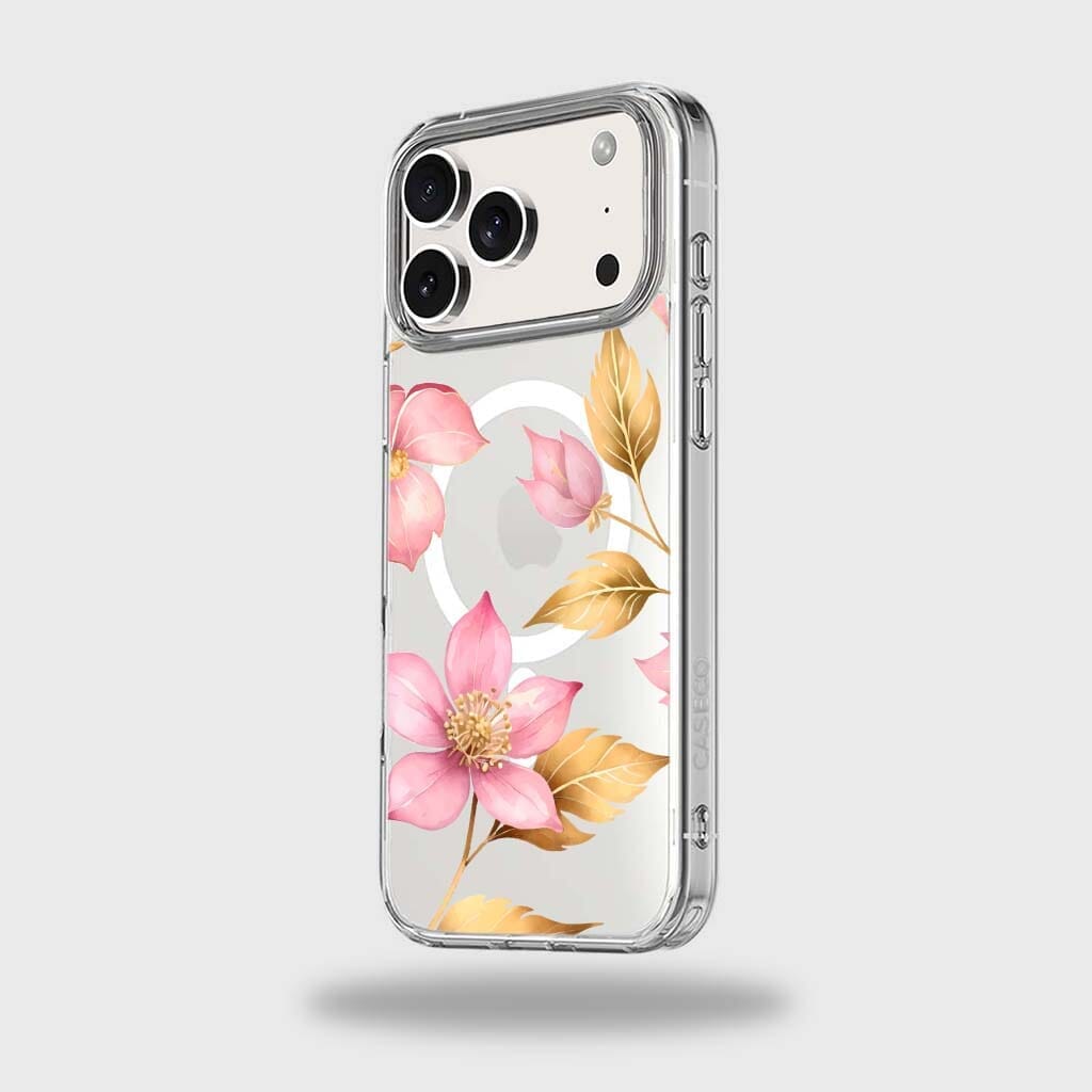 MagSafe iPhone 17 Pro Pink Wildflower Clear Case
