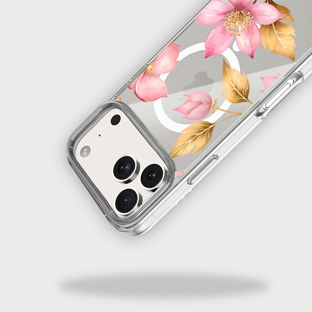 iPhone 17 Pro Max Pink Wildflower Clear Case With MagSafe
