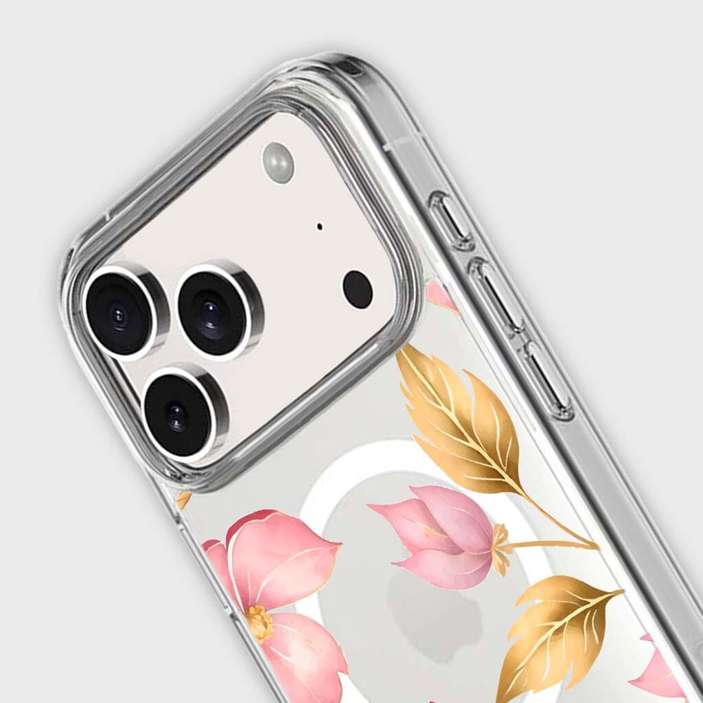 MagSafe iPhone 17 Pro Pink Wildflower Clear Case