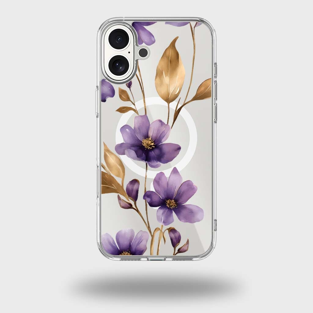 MagSafe iPhone 17 Purple Wildflower Clear Case