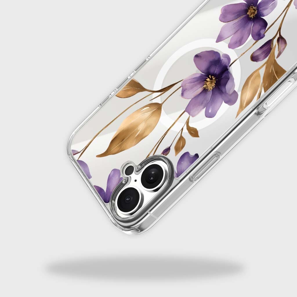 MagSafe iPhone 17 Purple Wildflower Clear Case