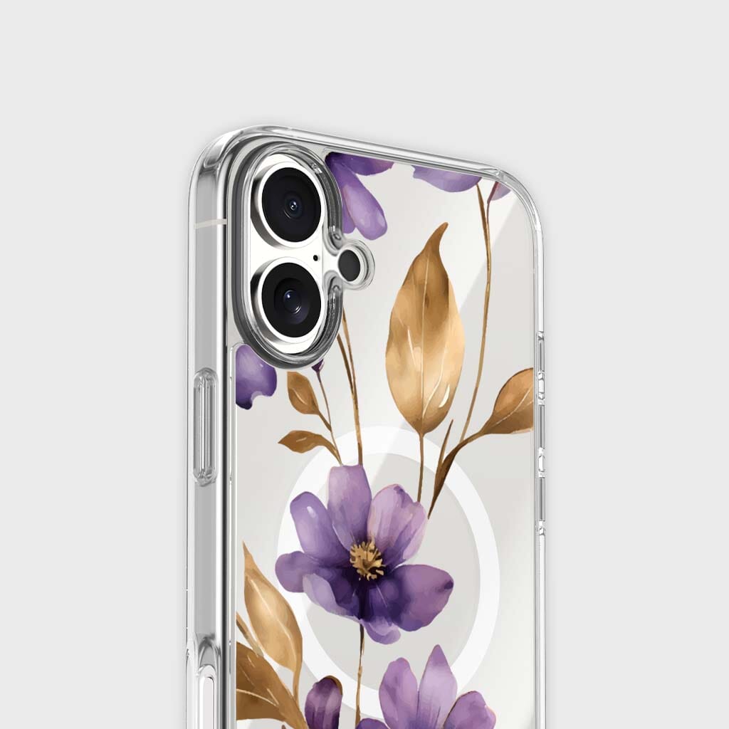 MagSafe iPhone 17 Purple Wildflower Clear Case