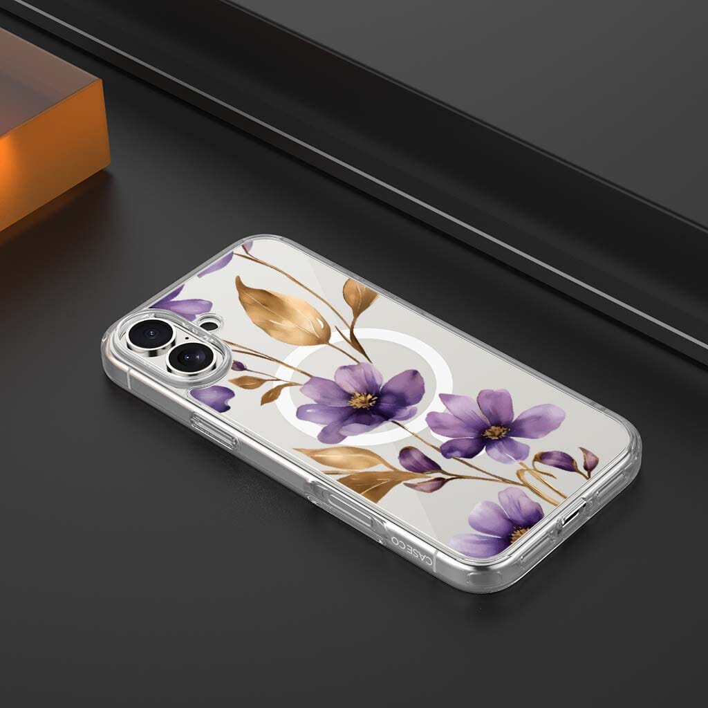 MagSafe iPhone 17 Purple Wildflower Clear Case