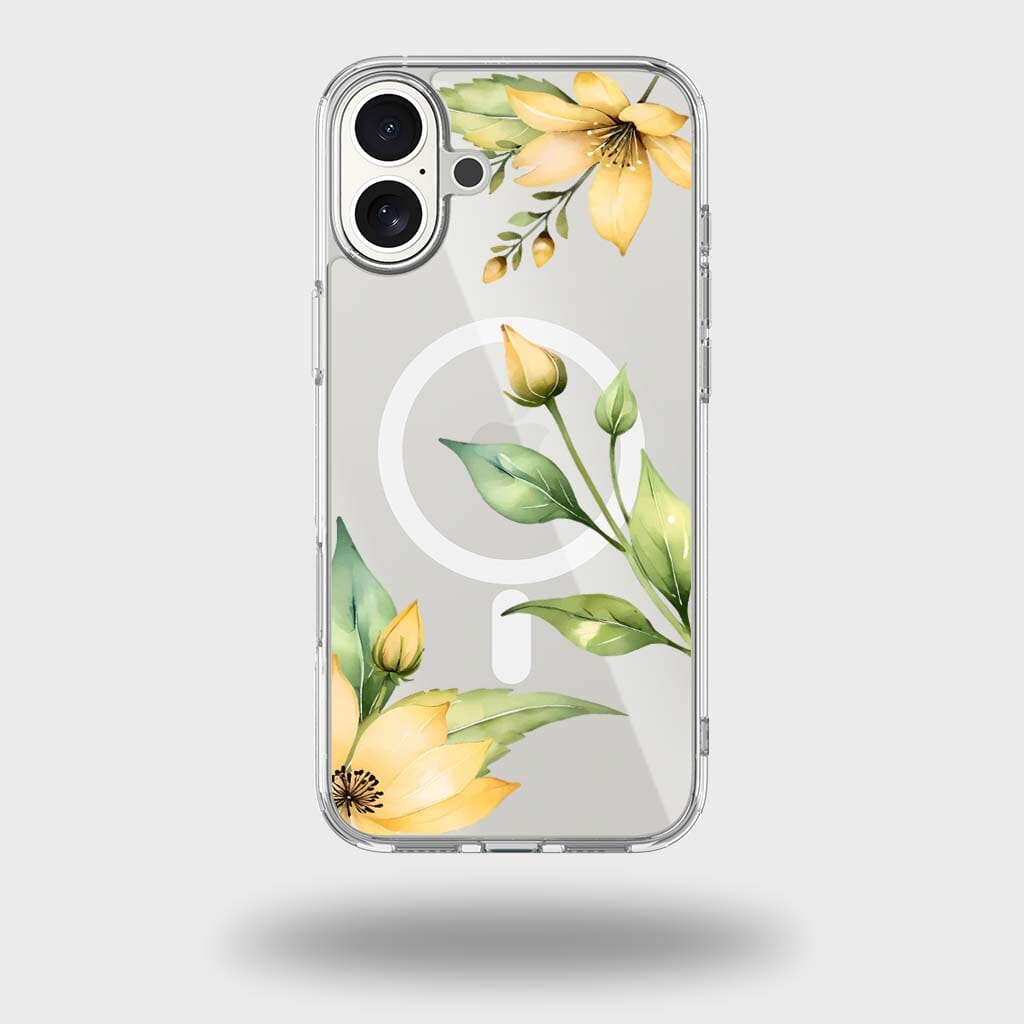 MagSafe iPhone 17 Yellow Wildflower Clear Case