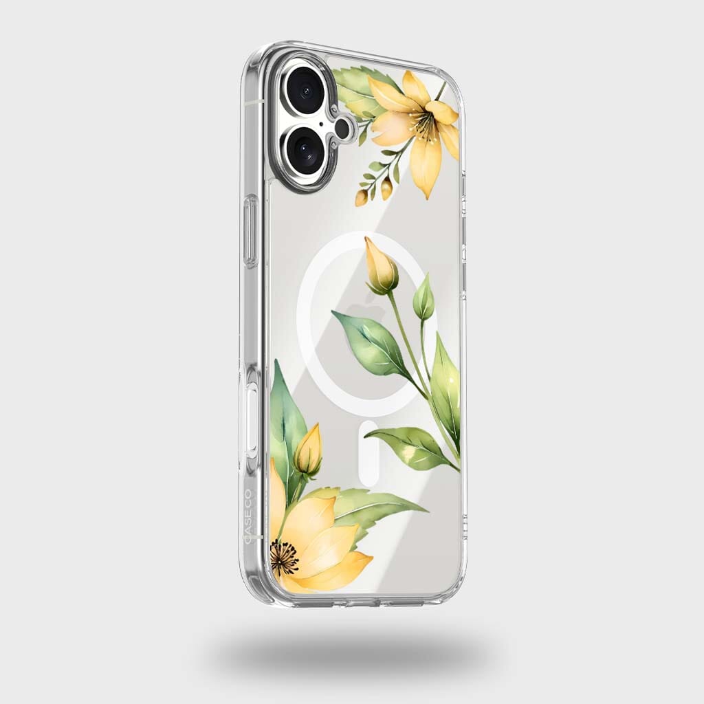 MagSafe iPhone 17 Yellow Wildflower Clear Case