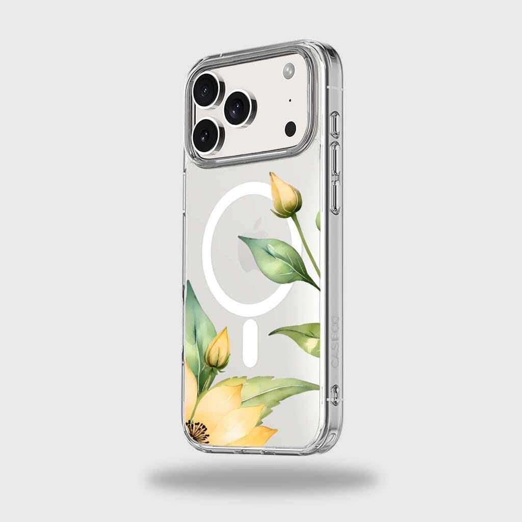 MagSafe iPhone 17 Pro Yellow Wildflower Clear Case