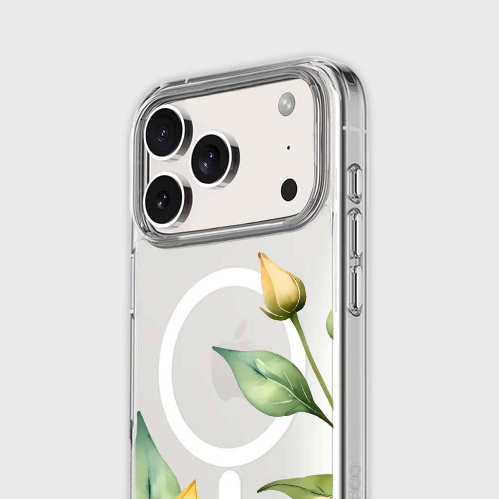 MagSafe iPhone 17 Pro Max Yellow Wildflower Clear Case