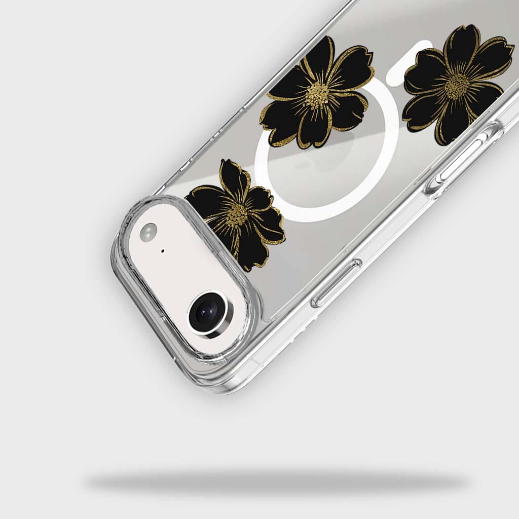 iPhone Air Black Flower Clear Case With MagSafe