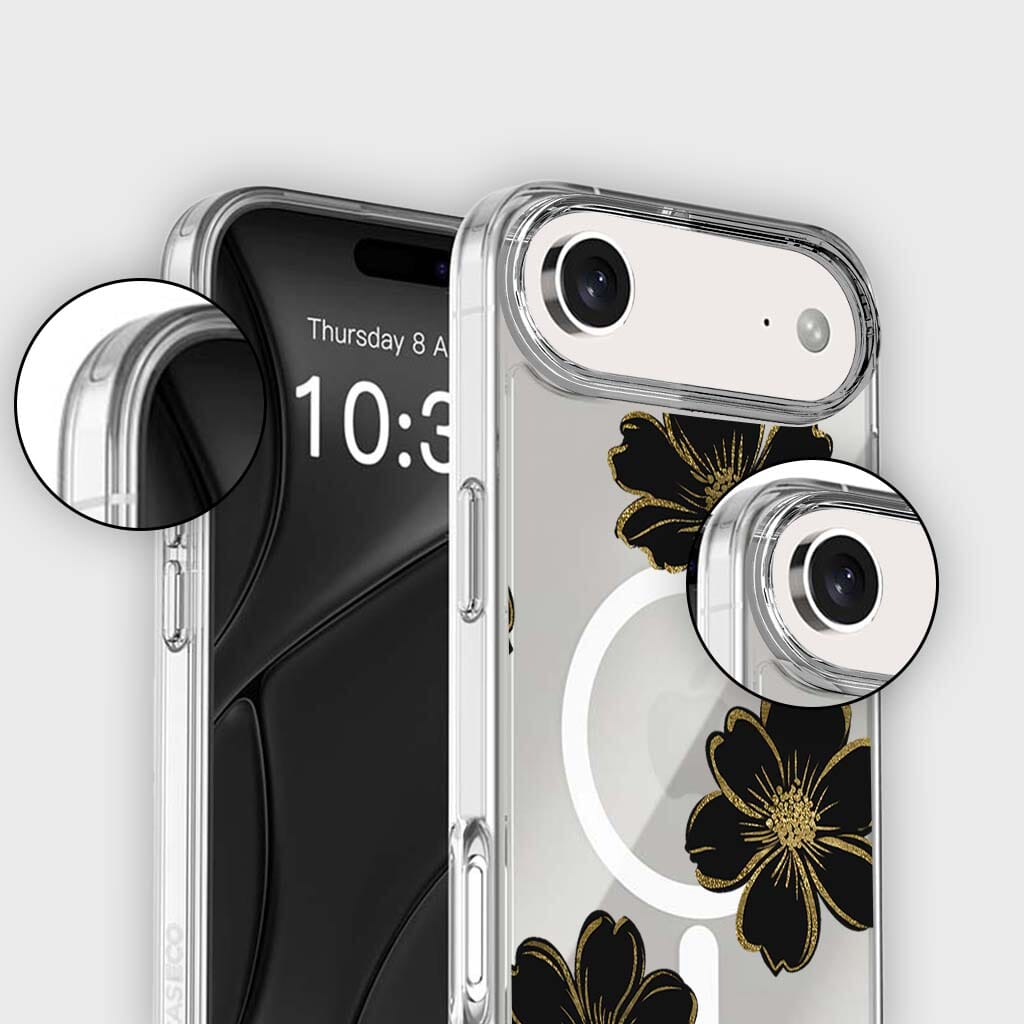 iPhone Air Black Flower Clear Case With MagSafe