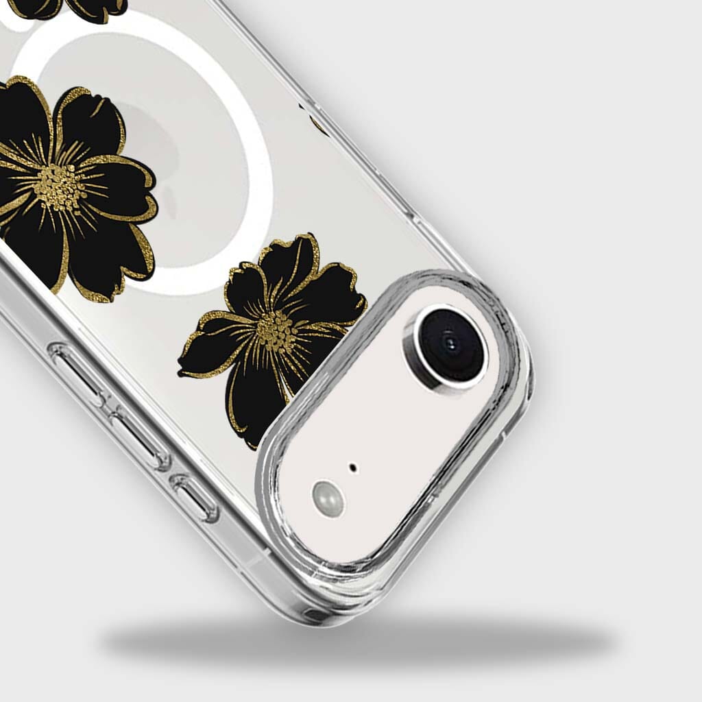 iPhone Air Black Flower Clear Case With MagSafe