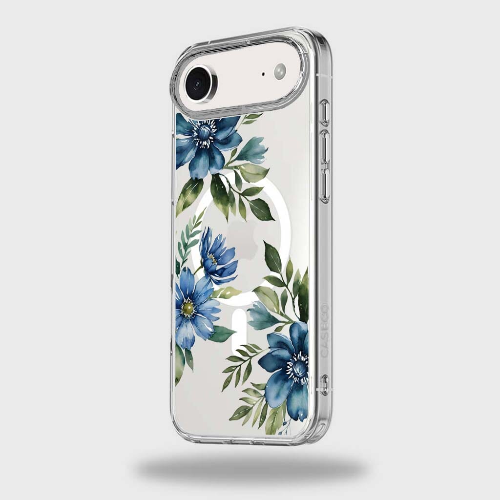 iPhone Air Blue Floral Clear Case With MagSafe