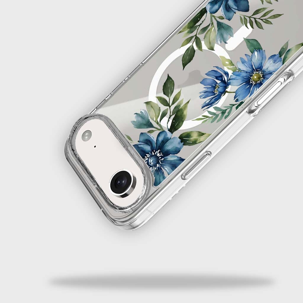 iPhone Air Blue Floral Clear Case With MagSafe