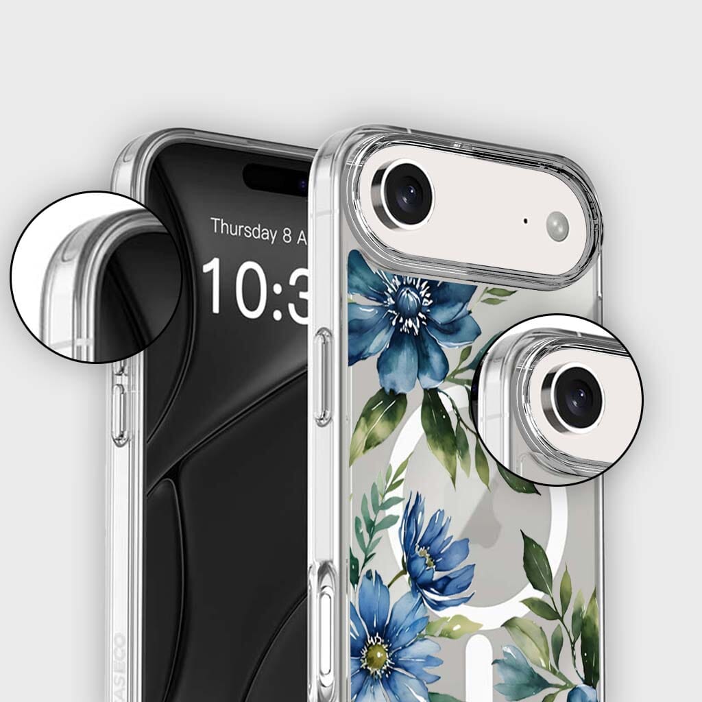 iPhone Air Blue Floral Clear Case With MagSafe
