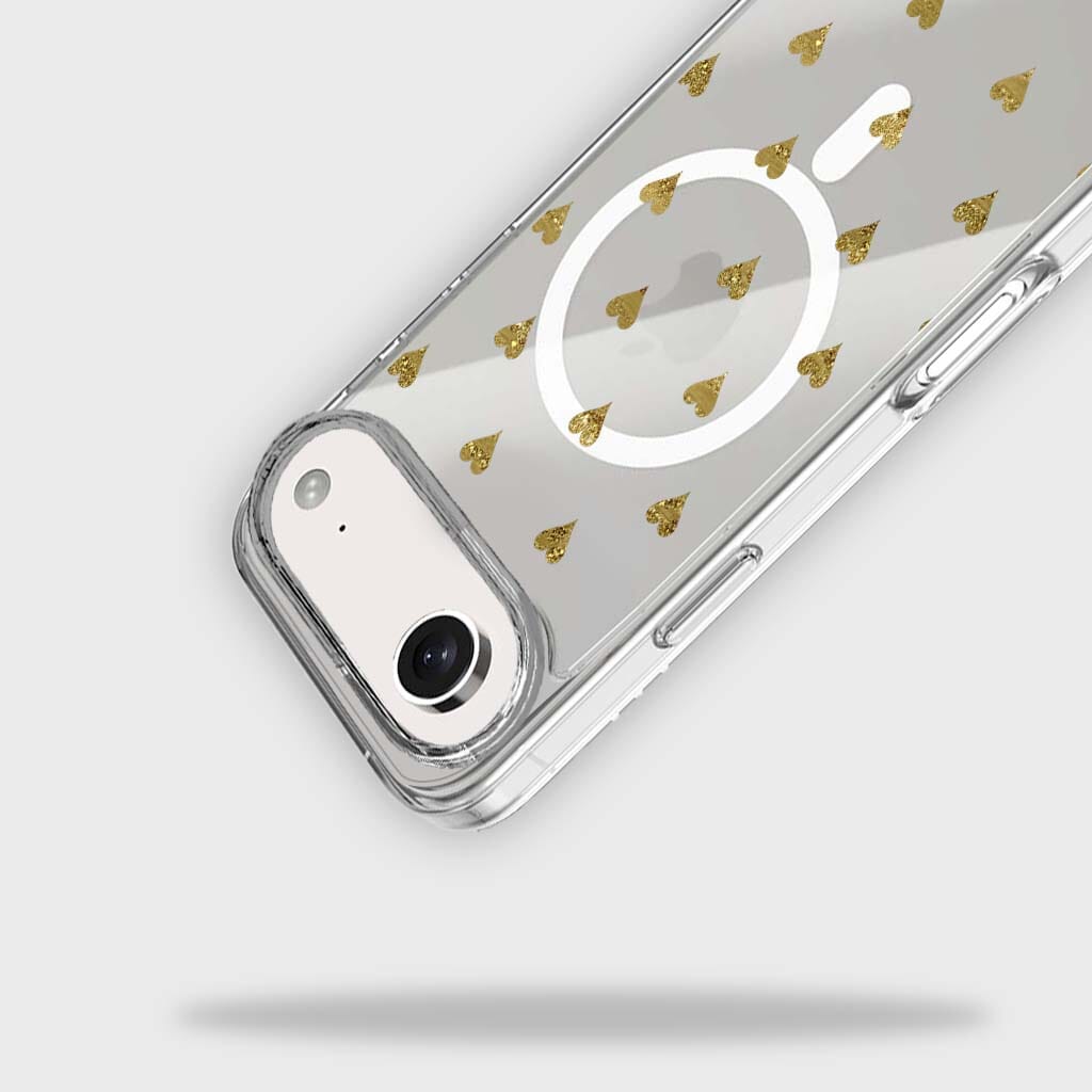 MagSafe iPhone Air Gold Hearts Clear Case