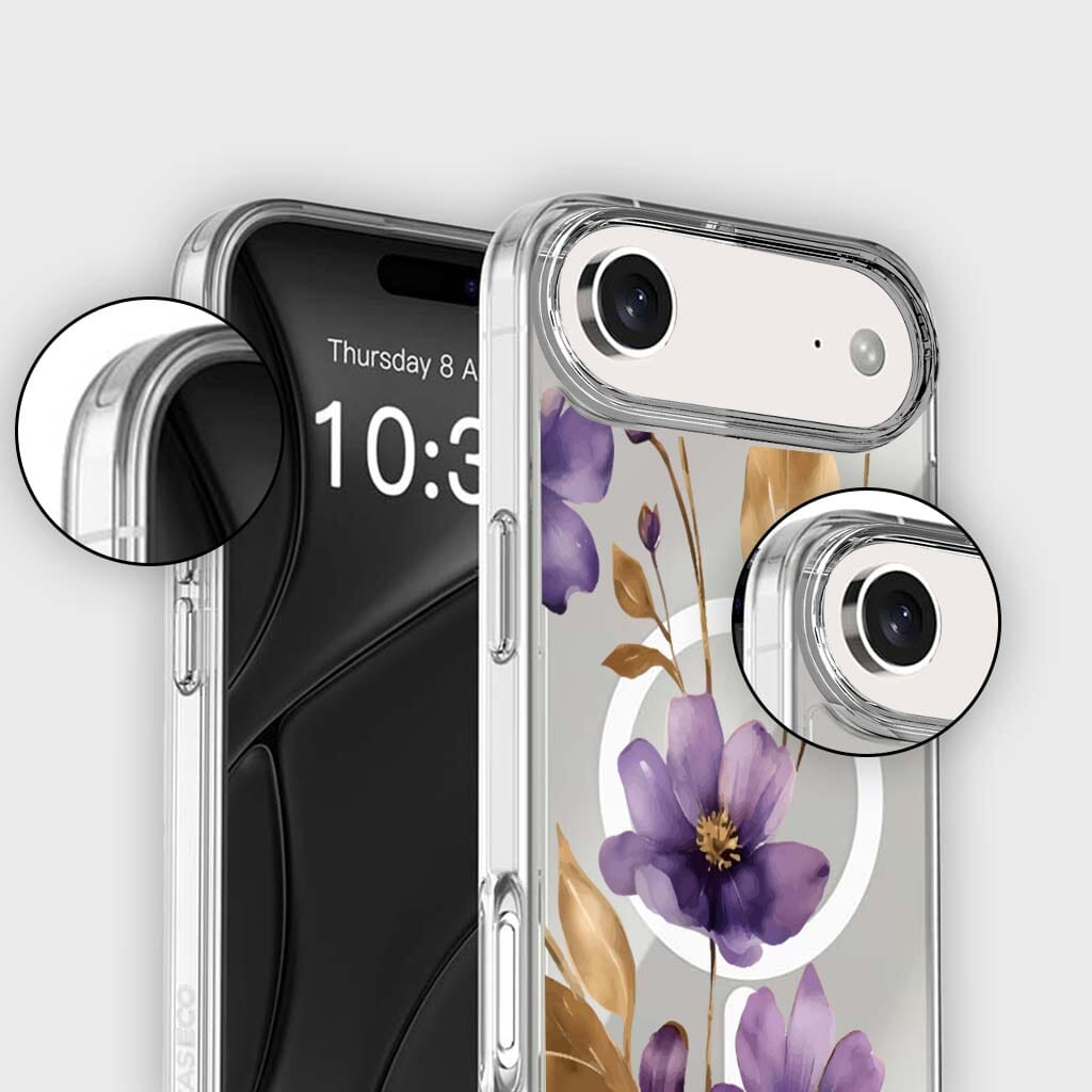iPhone Air Purple Wildflower Clear Case With MagSafe