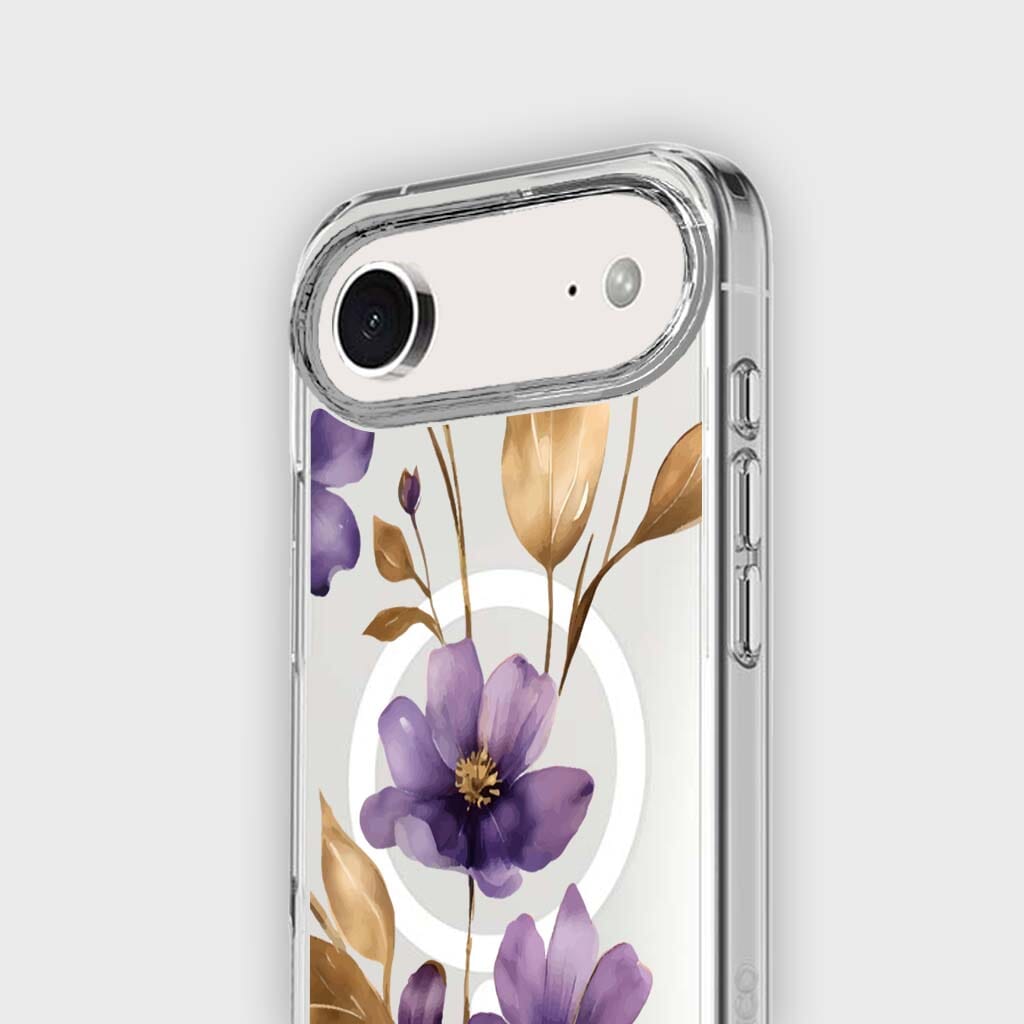 iPhone Air Purple Wildflower Clear Case With MagSafe